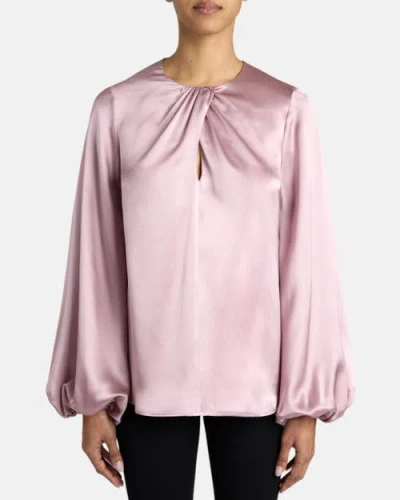 Santorelli Elena Long Sleeve Twist Neckline Blouse In Pink