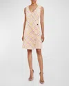 Santorelli Elia Sleeveless Fringe-trim Tweed Midi Dress In Petal Pink