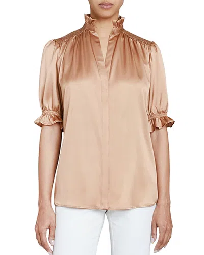 SANTORELLI SANTORELLI   ELISA RUFFLE NECK SILK-BLEND BLOUSE