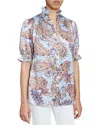 Santorelli Elisa Smocked Ruffle-tim Silk Blouse