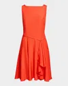 Santorelli Emmy Sleeveless Ruffled Dress In Silk Crepe De Chine