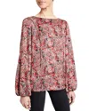 Santorelli Emory Paisley-print Blouson-sleeve Blouse In Red