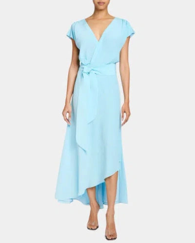 SANTORELLI SANTORELLI FALLON CAP SLEEVE MIDI FIT AND FLARE DRESS WITH HI-LO SKIRT