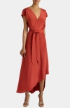 Santorelli Fallon Midi Hi-lo Dress In Brown