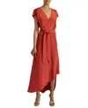 Santorelli Fallon Midi Hi-lo Dress In Silk Crepe De Chine In Red