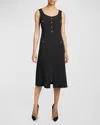 Santorelli Fanny Button-embellished Crepe Dress In Black