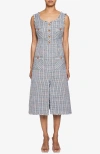 Santorelli Fanny Sleeveless Midi Sheath Dress In Gray