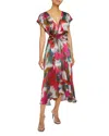 Santorelli Talia Abstract-print Faux Wrap Midi Dress In Sedona Multi