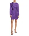 Santorelli Floral Belted A Line Dress In Cool Purple