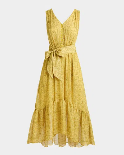 Santorelli Flounce Floral-print Georgette Midi Dress In Chamomile Multi
