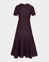 Santorelli Fringe-trim Metallic Tweed Midi Dress In Sangria