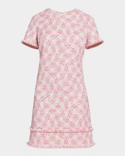 Santorelli Fringe-trim Sequin Tweed Dress