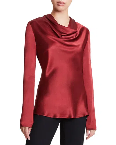 Santorelli Gia Cowl Neck Blouse In Red