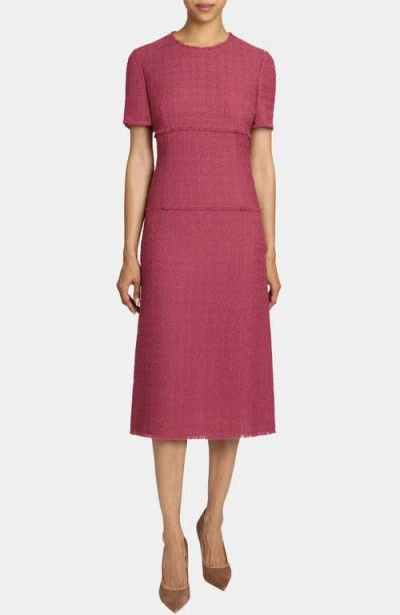 Santorelli Giulia Short Sleeve A-line Tweed Dress In Pink