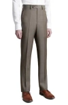 Santorelli Roma Mini Herringbone Regular Fit Dress Pants In Dark Beige