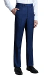 Santorelli Roma Mini Herringbone Regular Fit Dress Pants In Blue