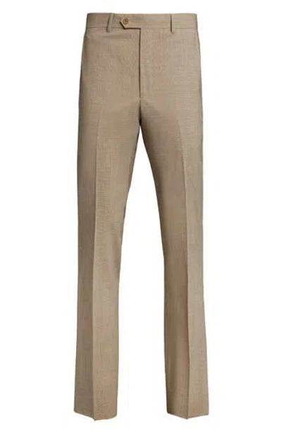 Santorelli Houndstooth Stretch Pants In Tan