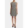 Santorelli Ida Modern Tweed Shift Dress With Skirt Zipper Detail In Black
