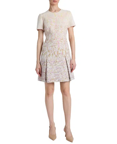 Santorelli Indira Short Sleeve A-line Dress In Ombre Jacquard In White