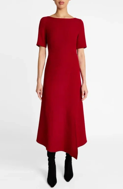 Santorelli Inez Short Sleeve Midi A Line Dress In Red