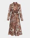 Santorelli Irina Abstract-print Midi Shirtdress In Hickory Multi