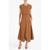 Santorelli Johanna Mix Media Cap Sleeve Midi Dress In Brown