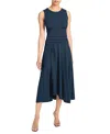 Santorelli Josie Sleeveless Midi Dress In Cotton Blend In Blue