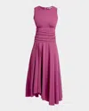 Santorelli Josie Sleeveless Midi Dress In Cotton Blend In Purple