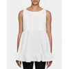 Santorelli Joy Sleeveless Ruffle Top In White