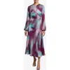 Santorelli Karmine Long Sleeve Keyhole Midi Dress In Purple