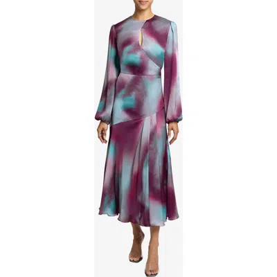 Santorelli Karmine Long Sleeve Keyhole Midi Dress In Purple