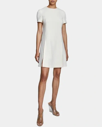 Santorelli Kate Shift Dress With Front Double Zipper Details In White