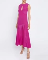 Santorelli Kay Sleeveless Silk Fit And Flare Keyhole Midi Dress In Magenta