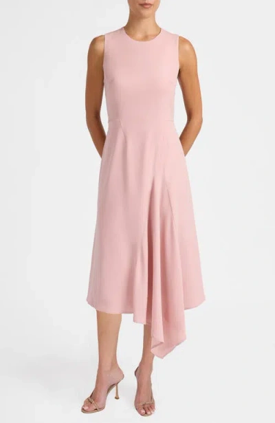 Santorelli Kayla Sleeveless Asymmetric Fit And Flare Dress In Pink