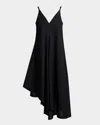 Santorelli Kourt Asymmetric Sleeveless Linen Blend Midi Billow Dress