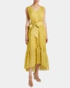 Santorelli Lanita Sleeveless Fit And Flare Hi Lo Dress In Printed Georgette