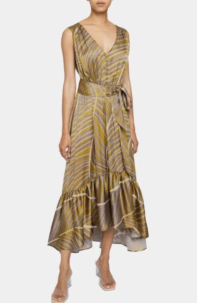 Santorelli Lanita Sleeveless Fit And Flare Hi Lo Dress In Brown