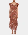 Santorelli Laurel Flutter Cap Sleeve Midi Dress