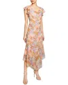 Santorelli Laurel Floral-print Flutter-sleeve Midi Dress In Multi
