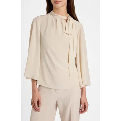 Santorelli Lena Tie Neck Blouse In Neutral