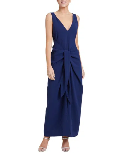 Santorelli Letty Sleeveless Tie-front Crepe Maxi Dress In Blue