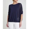 Santorelli Levi Dolman-sleeve Mesh Knit Sweater In Midnight
