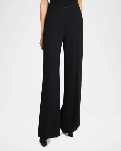 Santorelli Lily Mid-rise Wide-leg Pants In Black
