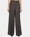Santorelli Lily Wide Leg Pant With Side Slit Pockets In Hickory Brown