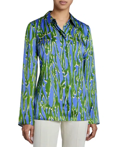 Santorelli Liz Button Down Shirt In Blue