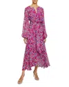 Santorelli Aubree Floral-print Georgette Midi Dress In Dark Magenta