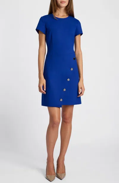 Santorelli Loni Short Sleeve A-line Dress In Blue Bonnet