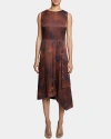 Santorelli Maddy Multi-panel Asymmetric Dress In Hickory Brown