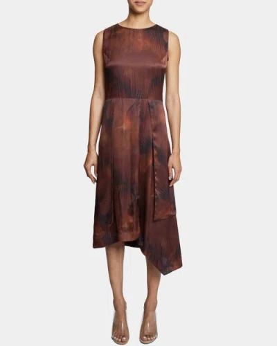 Santorelli Maddy Multi-panel Asymmetric Dress In Brown