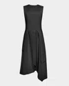 Santorelli Maddy Sleeveless High-low Midi Dress In Black